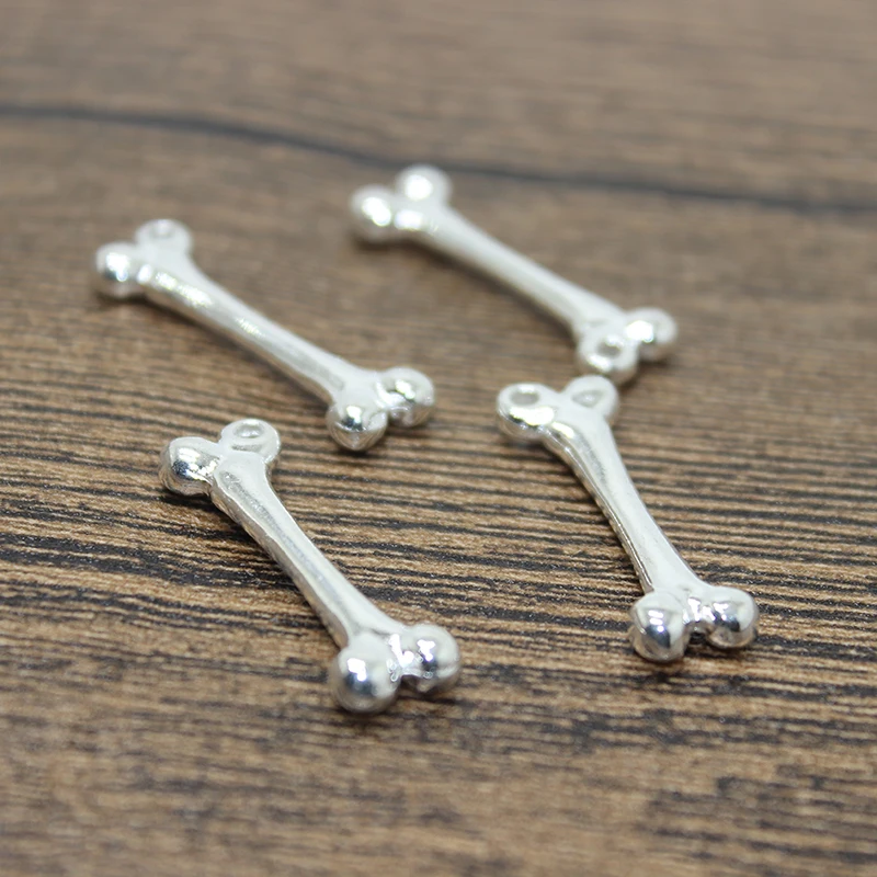 10 шт -- Bone charm 31x9x4 мм Яркий Серебряный тон Femur 2 сторонние Подвески Подвеска |