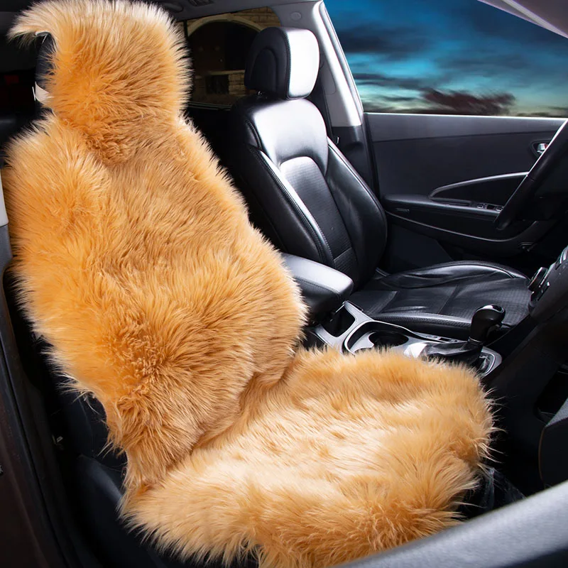 1x Orange Seat KAWOSEN 1 шт. длинный чехол для сиденья из искусственного меха, универсальные чехлы для сидений автомобиля из искусственного плюша, милые плюшевые подушки для сиденья LFFS02 - Название цвета: 1x Orange Seat