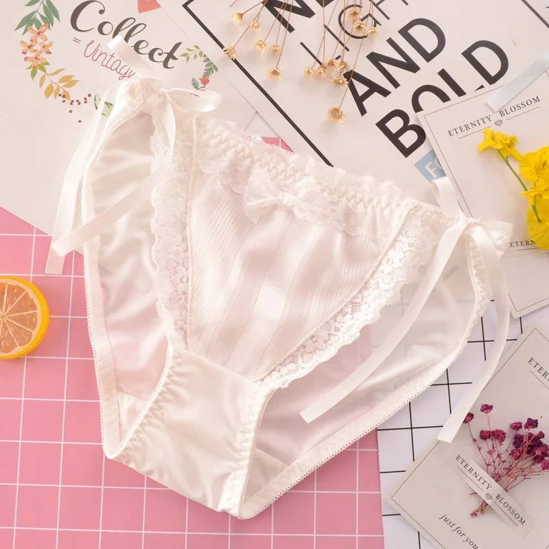 Japanese style sexy underwear bandage bow milk silk thong panty bragas culotte femme perizoma majtki tanga mujer |