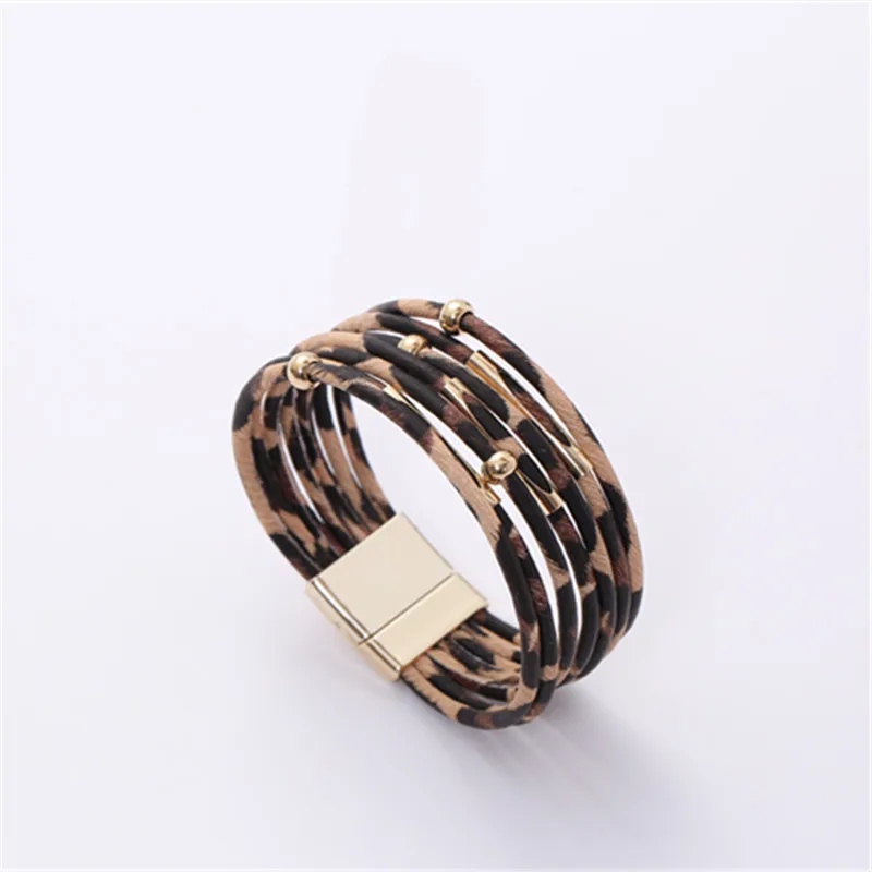 Новинка Леопардовый принт сплав проволока Богемия браслеты дружбы для женщин