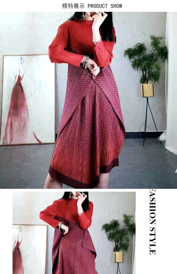 Changpleat Весенние новые полосатые сплайсинговые женские платья Miyak плиссированные модные дизайнерские женские платья на одной пуговице с эластичной талией