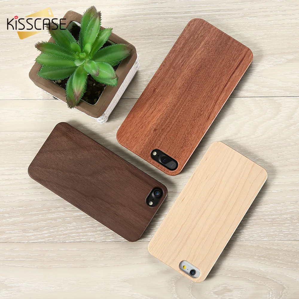 Kisscase для Apple Iphone 5 6 6S Plus 7 плюс деревянный случай из натуральной натурального