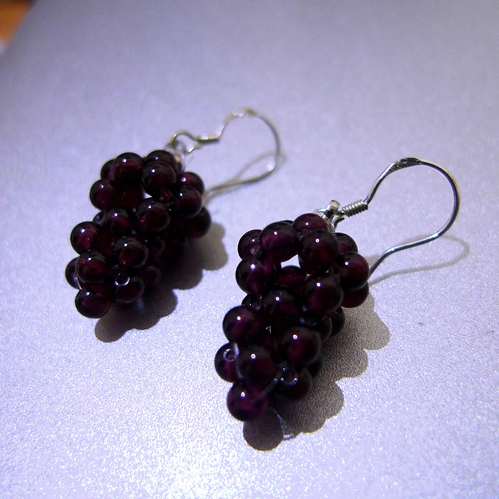 Женские серьги подвески из серебра 925 пробы с натуральным гранатом|shap|drop earringsearrings