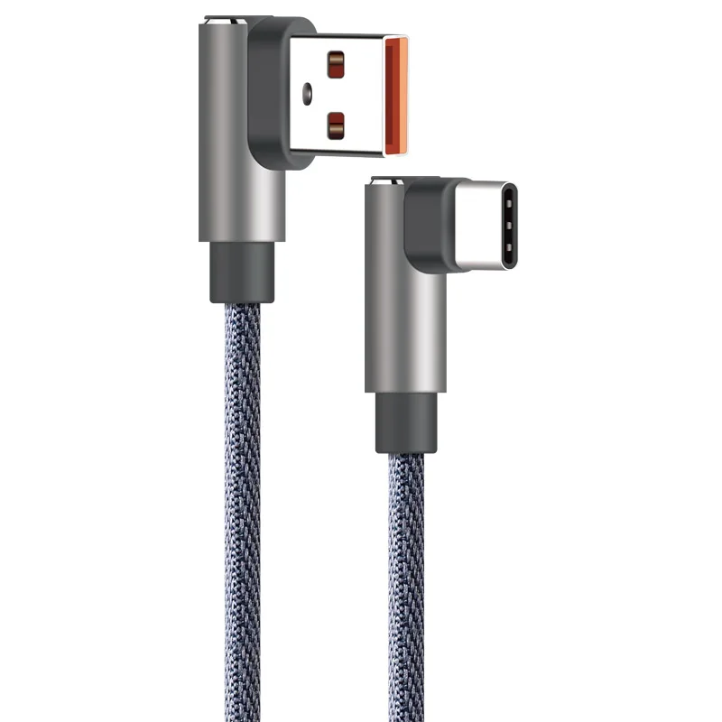 APPACS usb type-C кабель 2.4A USB C зарядное устройство Быстрая зарядка и синхронизация данных 90 градусов type-c кабель для samsung Note 8 S8 Oneplus USB-C - Цвет: Серый