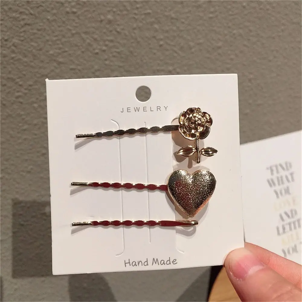 

3pcs/set New Fashion Women Girls Hairpins Girls flowers Heart Hair Clip Delicate Hair Decorations Jewelry Accessories