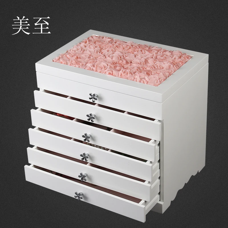 Большой аксессуары коробка для хранения с замком зеркало Корейский Принцесса