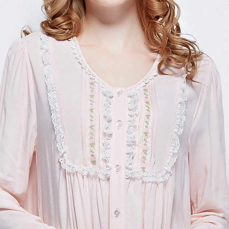 Европейский бренд Женские Элегантные ночные рубашки тонкая Милая Кружевная