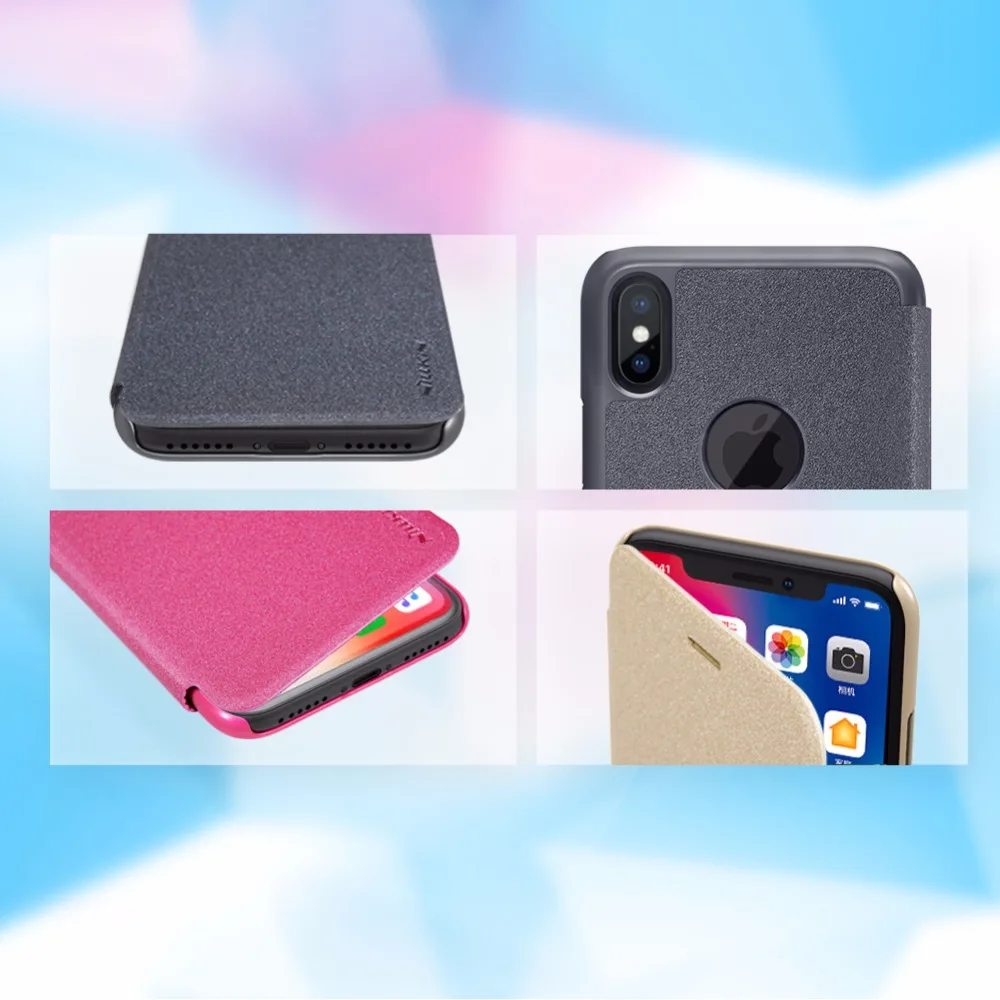 Nilkin для iPhone X чехол Nillkin супер тонкий Пластик Флип кожаный Смартфон сумка назад
