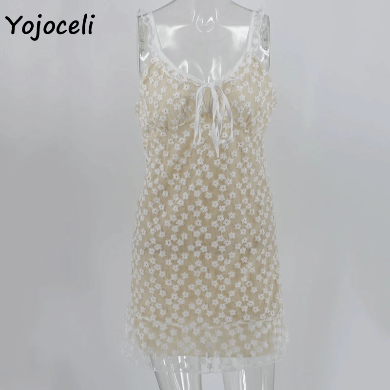 Летнее кружевное Цветочное платье Yojoceli 2019 женское сексуальное пляжное в стиле