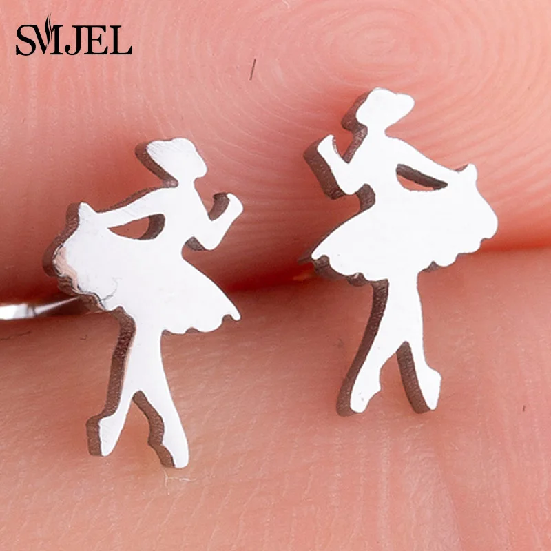 Ballet GED132 SMJEL модные милые серьги-гвоздики с животными для женщин и детей, ювелирные изделия из нержавеющей стали, серьги с кошкой, луной, звездой, ювелирные изделия, аксессуары, подарки - Окраска металла: Ballet GED132