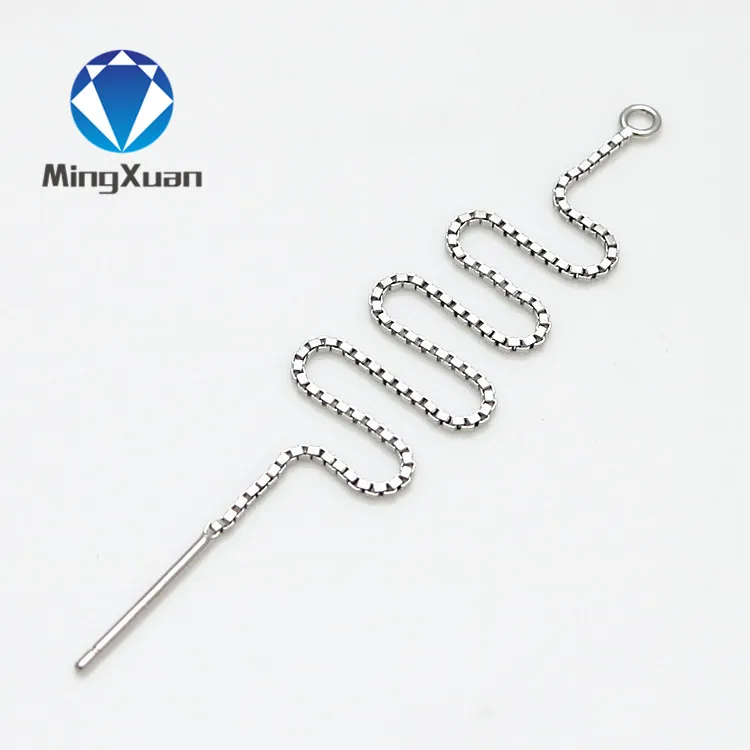 MINGXUAN 2 шт 9 см/11,5 см Длина 925 пробы серебряные ювелирные изделия линия Венецианская цепочка нить серьги-гвоздики сделай сам - Цвет: Platinum