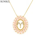 SUNSLL золотистый цвет медь розовый кубический цирконий 12 созвездий кулон ожерелья женские модные ювелирные изделия медный CZ Colar