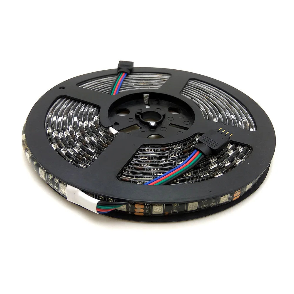 SMD 5050 RGB светодиодные полосы света 5 м 300 светодиодов черный PCB водонепроницаемый
