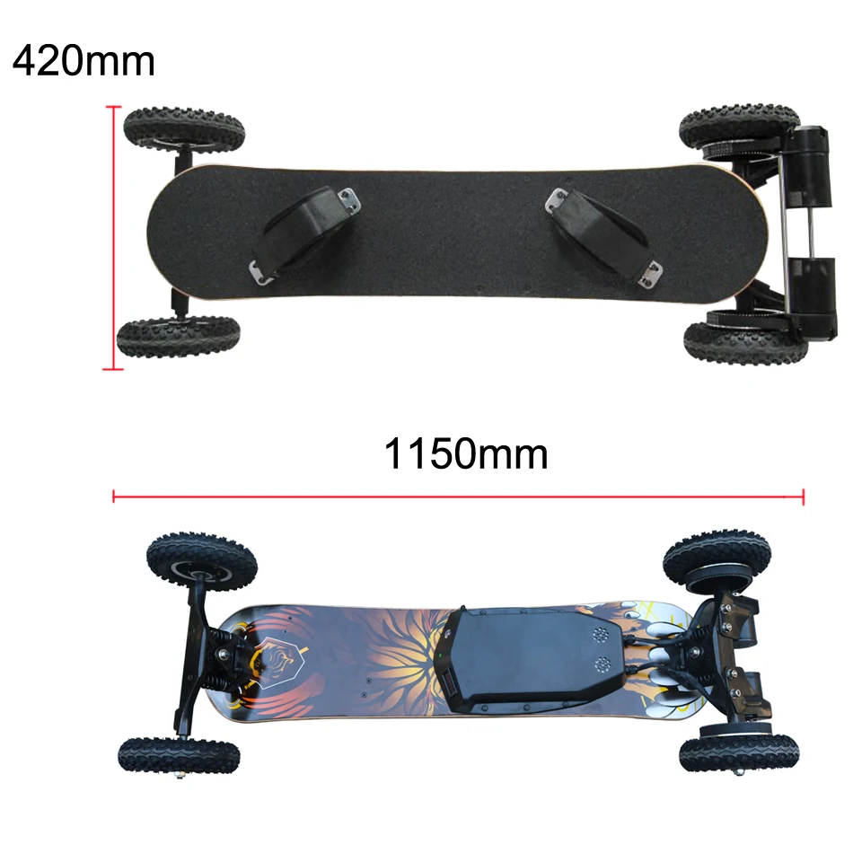 Электрический скейтборд 4 колеса горная доска внедорожный 36В литиевая батарея