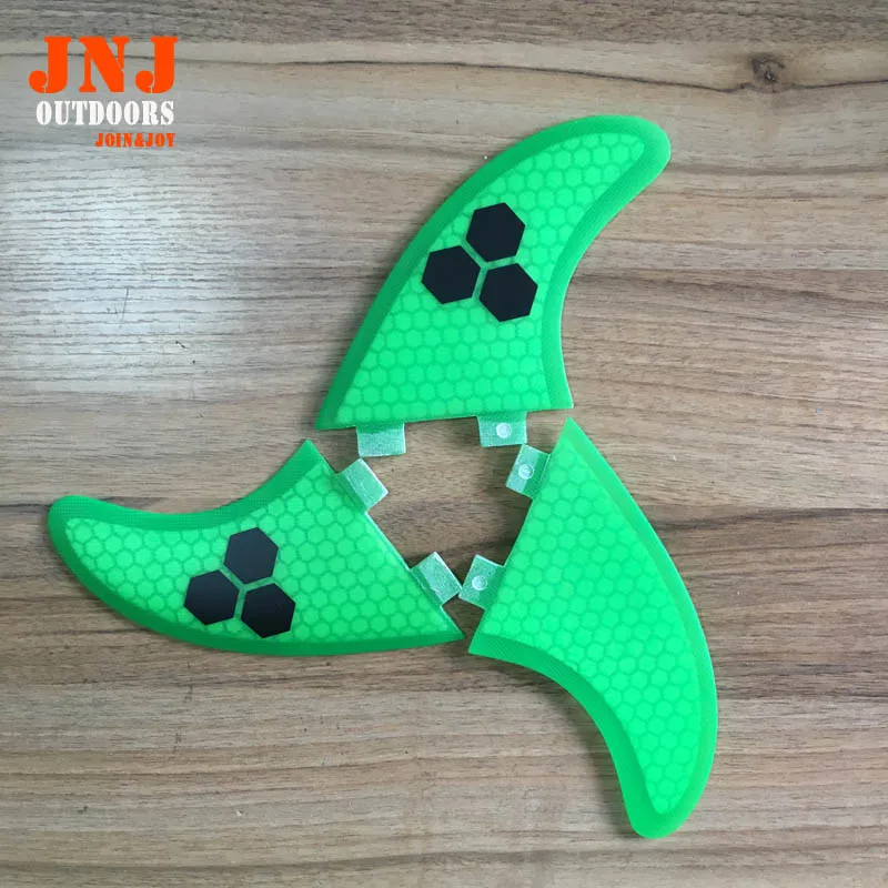 

FREE SHIPPING fiberglass GREEN FCS L G7 fins Tri-set G7 FCS L fin