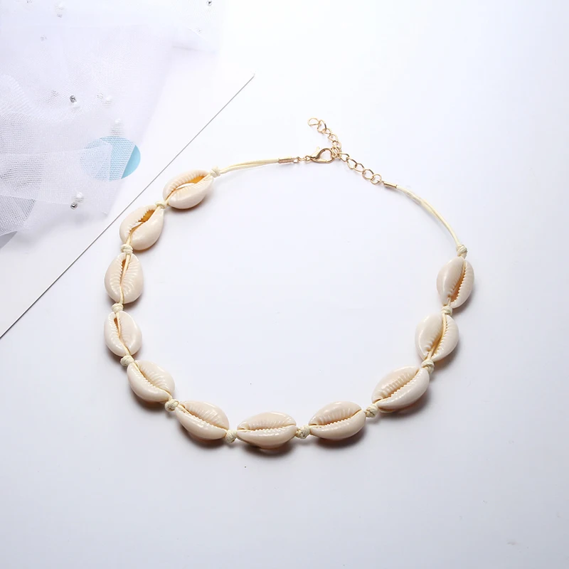 Bohemian Gold Seashell White Rope Necklace Natural Shell Choker Women Best Friend Collares Necklaces Gift Jewelry schelpen ket