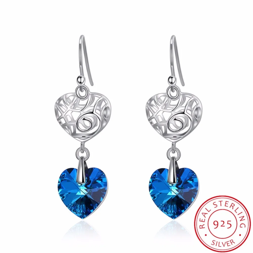 Женские серьги-подвески с сердцем LEKANI серьги из стерлингового серебра 925 пробы