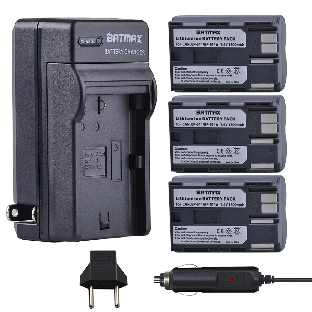 Аккумулятор для фотоаппарата Batmax 3Pc BP-511A BP 511A BP511A и зарядное устройство