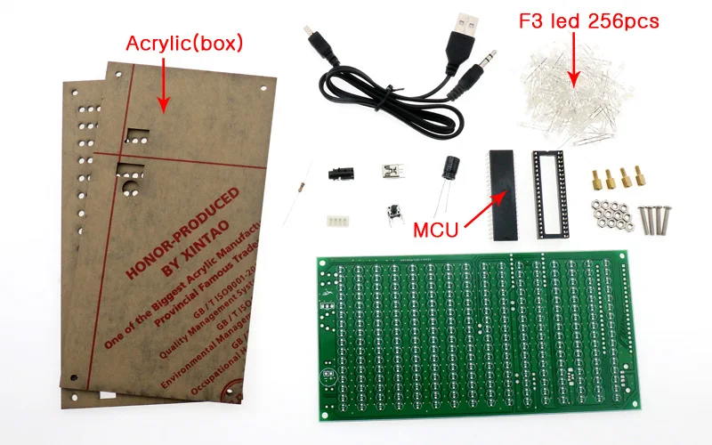 Zirrfa Diy музыкальный спектральный дисплей большого размера 256 сегментный Звук светодиодный музыкальный спектр электронный Diy Набор светодиодной вспышки 6 цветов