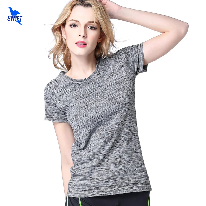 Женская футболка для йоги фитнеса бега пробежек спортзала быстросохнущая