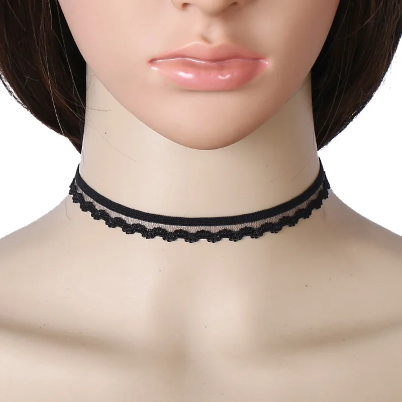 6 шт./компл. черные бархатные Чокеры для женщин европейская татуировка кружевное