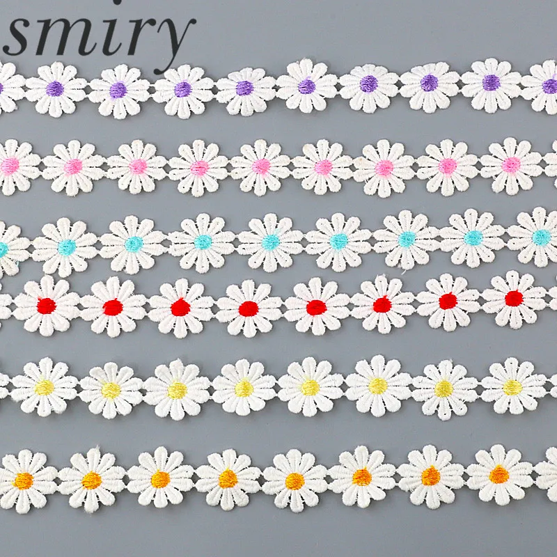 2 ярда ширина 5 см Полиэстеровая кружевная отделка с маленькими маргаритками