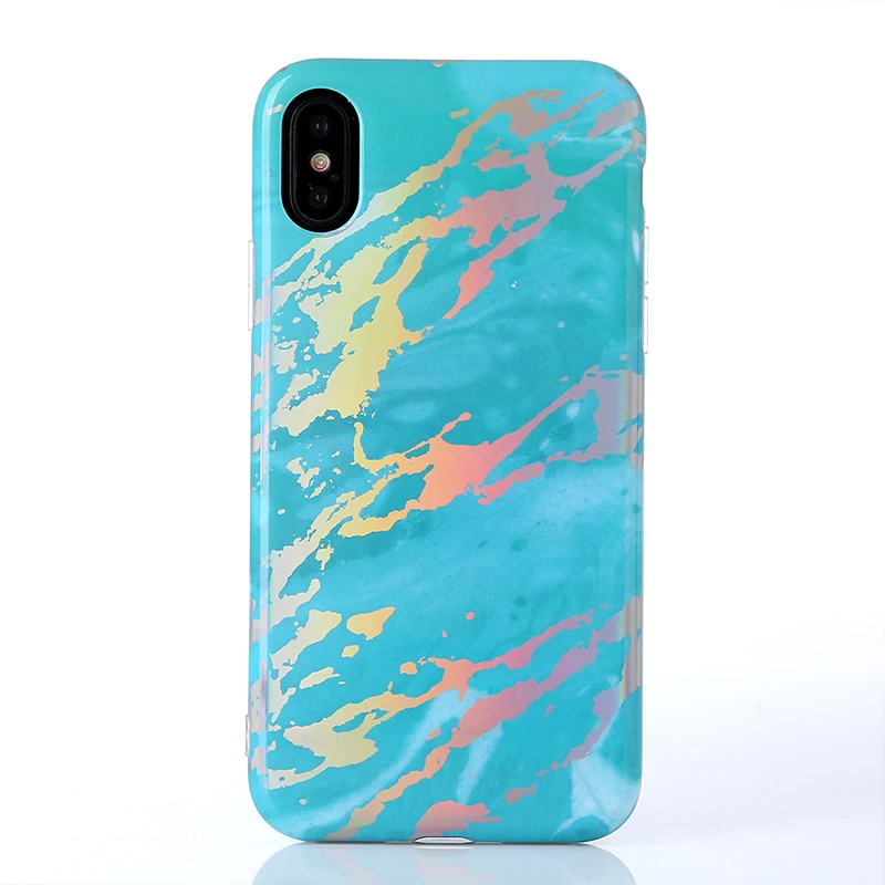 Для iphone 8 плюс гальванических Bling Chrome Мрамор камень мягкий чехол для iPhone 6S 7 Plus X IMD