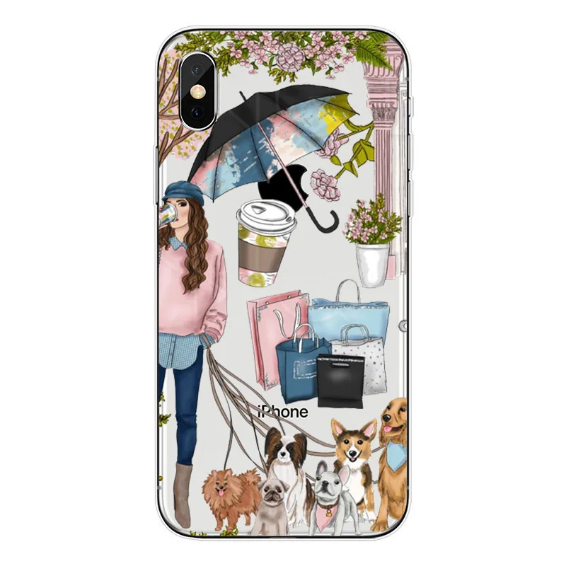 Fashion Travel girl Soft TPU Phone Case For iPhone X 5S SE 6 6S Plus 7 8 Female boss Women clear Silicone Cover |