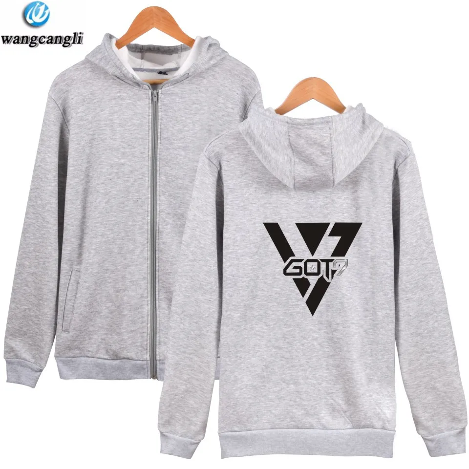 

KPOP GOT7 The Same Style Zipper Hoodie Women Men Autumn Winter Long Sleeve Hoodies Sweatshirt Fashion Plus Size Jacket Clothes
