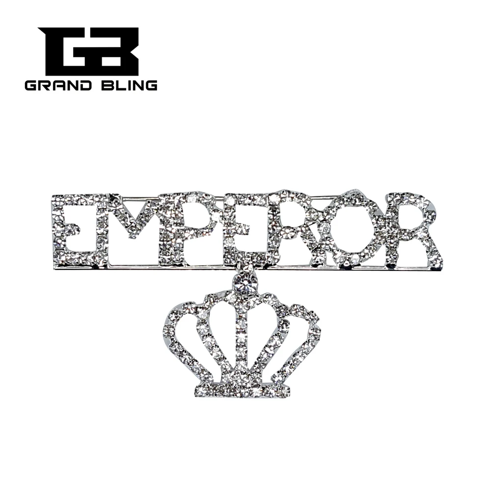 Shinny Crystal Brooch Jewelry Gift &quotEMPEROR&quot Word Lapel Pin with a Royal Crown | Украшения и аксессуары