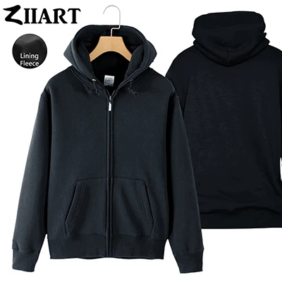 Black Флисовая толстовка с капюшоном на молнии для мальчиков, XXS-4XL, черный, серый, белый, темно-синий, королевский синий, желтый, красный цвет, однотонная одежда для пар ZIIART - Цвет: Black