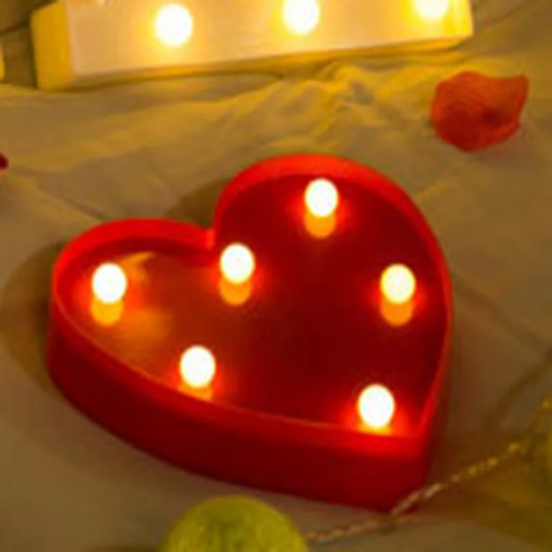 Heart Светящийся ночной светодиодный светильник с буквами, креативный 26 Английский алфавит, светодиодная лампа, батарея, романтическое украшение для свадебной вечеринки, Прямая поставка - Цвет: Heart