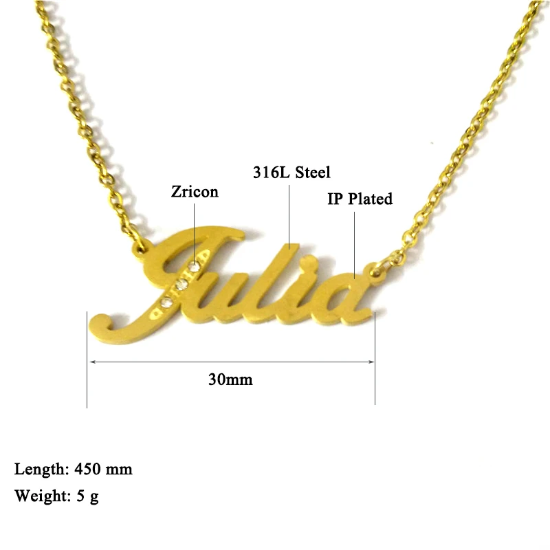 

MadApe Stainless Steel Name Necklace "Julia" Letter Chain Custom Any Name Necklace For Women Men Personalized Name Nacklace