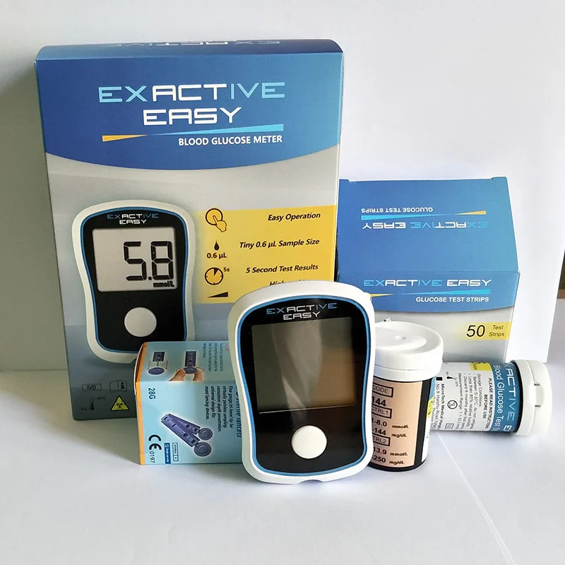 Exactive легкие измерители уровня глюкозы в крови, тест на 5S, 50 полосок, иглы и ланцет+ ручка для забора крови, тест для диабетиков