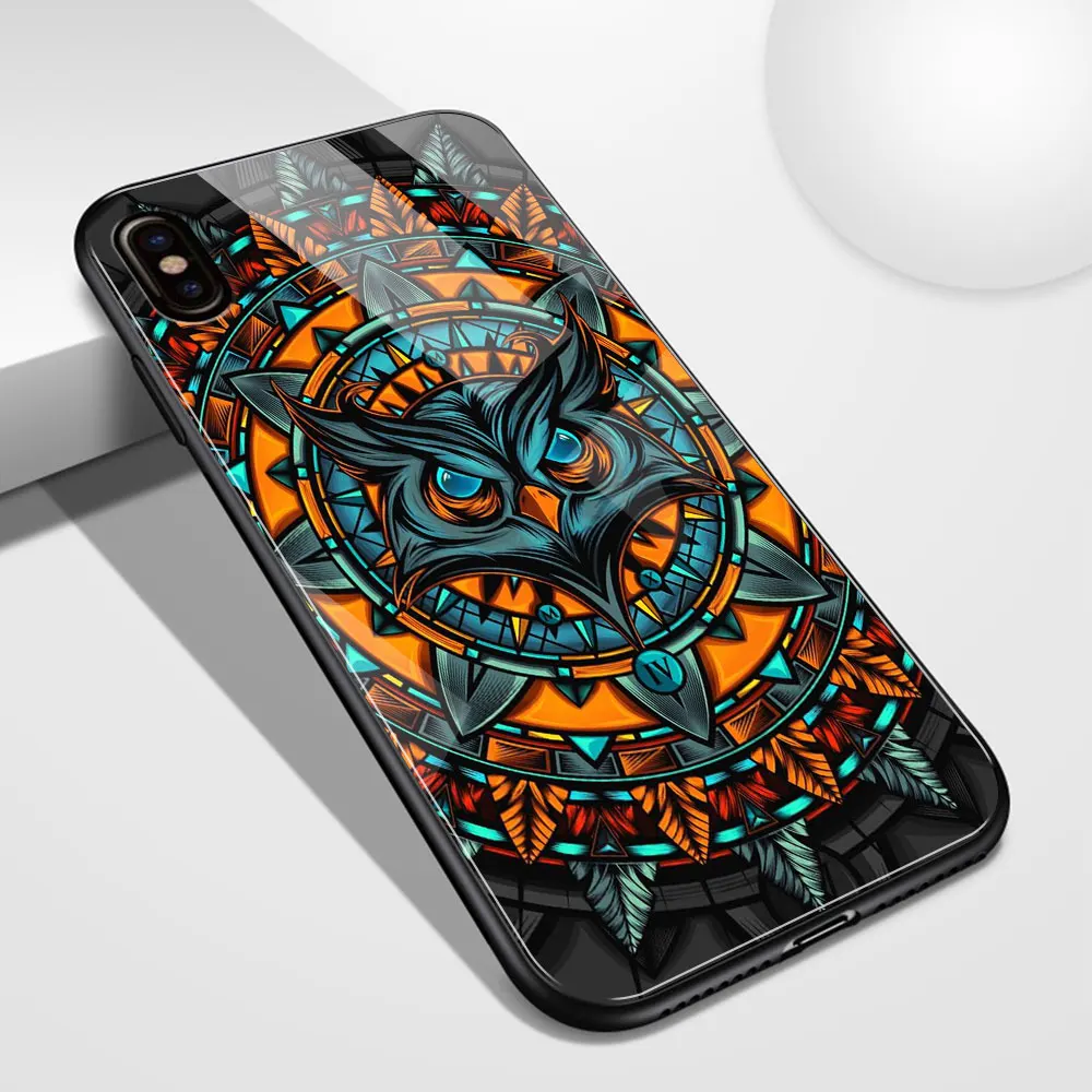 02977 Стеклянный чехол для iPhone Xr, чехол с изображением животных, Ночная Сова, Модный чехол galass для iPhone 6 6s 7 8 Plus X XS Max XR 11 pro max - Цвет: 02977