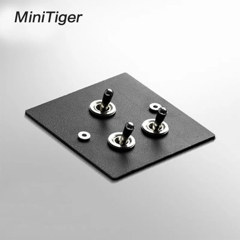 3 Gang Minitiger 1/2/3 Gang 1 способ/2 Way 86 Тип скандинавском стиле домашняя стенная розетка панель пористый кованого железа рычаг кожа переключатель - Цвет: 3 Gang