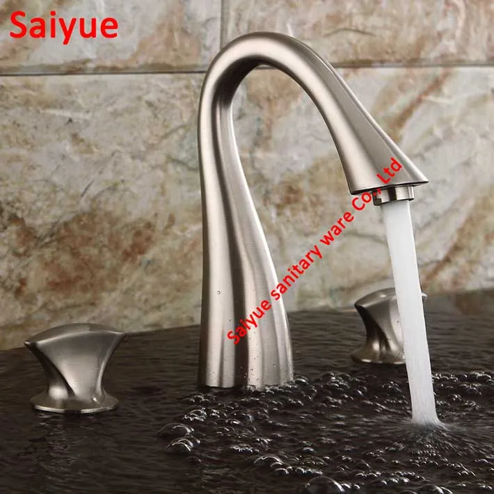 Элегантный винтажный матовый никелевый и золотой разбросанный 3 шт. кран для