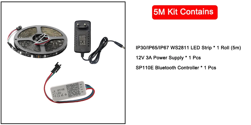 WS2811 Dream цветная светодиодная лента SP110E Bluetooth светодиодный светильник для чеканки с приложением 5050 RGB меняющий цвет светильник 12 В мощность 5-20 м комплект