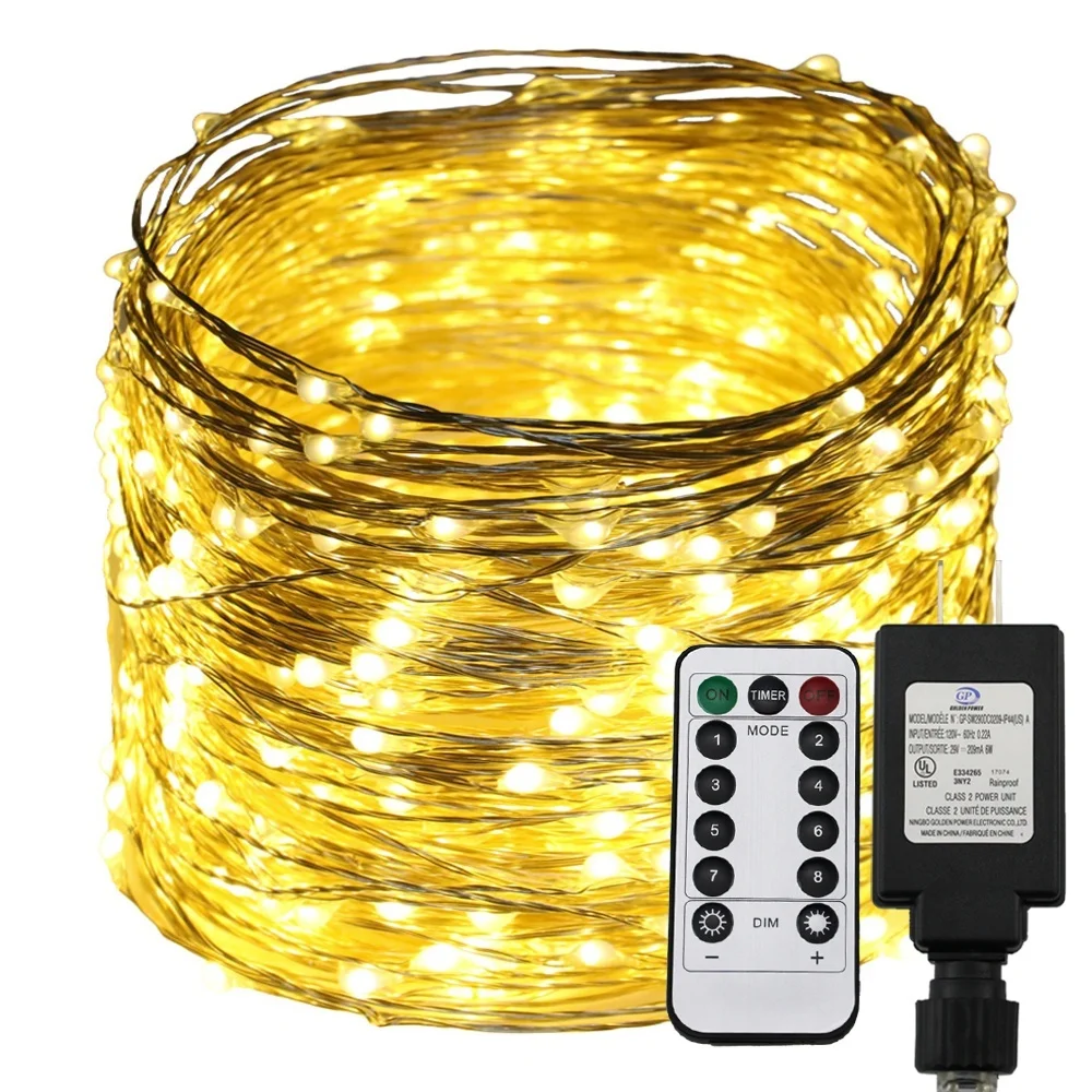 Светодиодная гирлянда из медного провода с дистанционным таймером 300/500/LED s