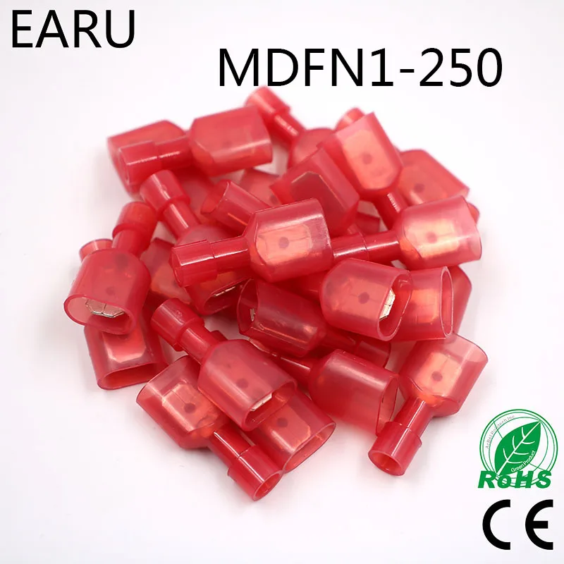 

MDFN1.25-250 MDFN1-250 NYLON Brass Male Insulated Spade Joint Cable Wire Connector 100PCS 50Sets Suit 0.5-1.5mm2 22-16AWG MDFN