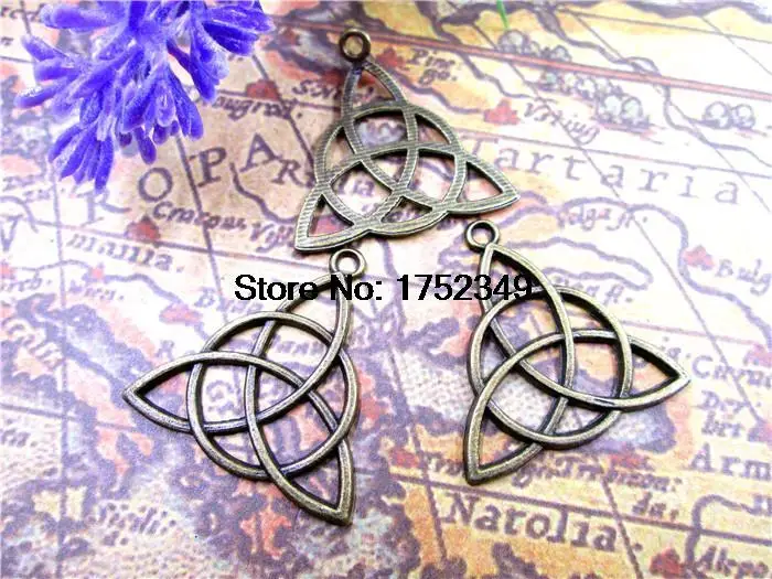 60 шт узел подвески античная бронза 2 сторонний Подвески с узором из узлов Triquetra