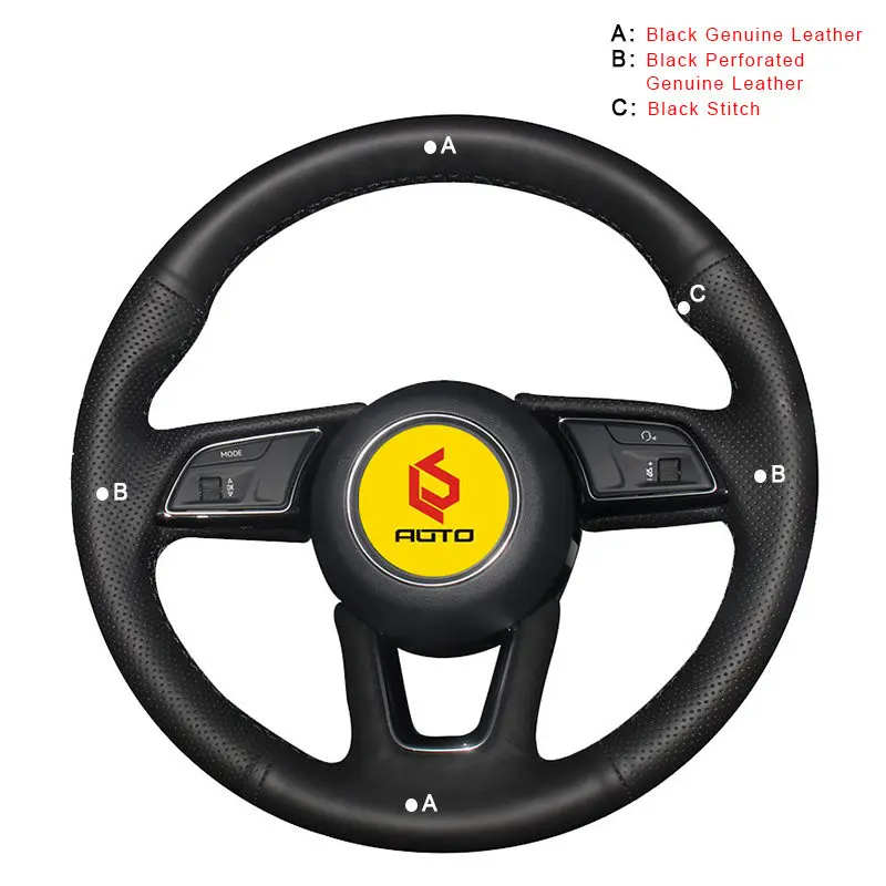 Genuine Leather Авто оплетка на руль Крышка для Audi A4L автомобиля оплетка рулевого колеса Чехлы кожаные аксессуары для салона автомобиля-Стайлинг - Название цвета: Genuine Leather