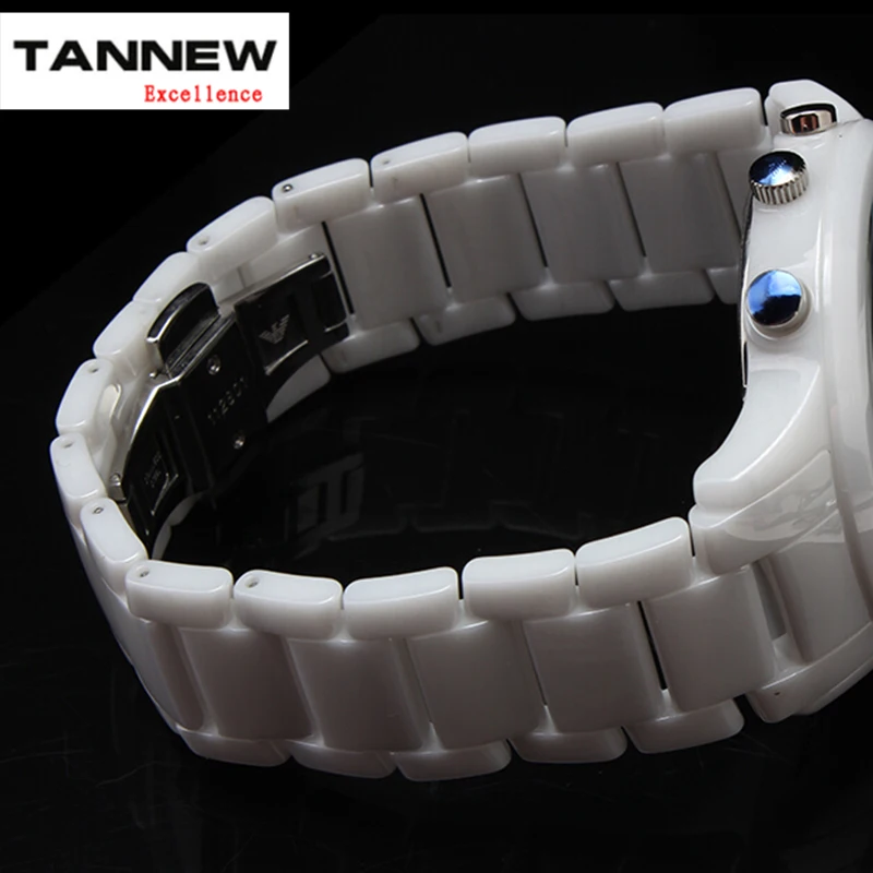 Новый керамический ремешок для часов 24 мм белый или черный с пряжкой-бабочкой AR1451