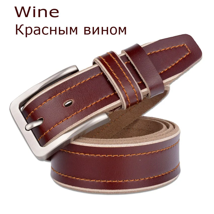 Новое поступление повседневный мужской ремень из натуральной кожи Розничная брендовый мужской ремень с металлической пряжкой для мужчин - Цвет: wine