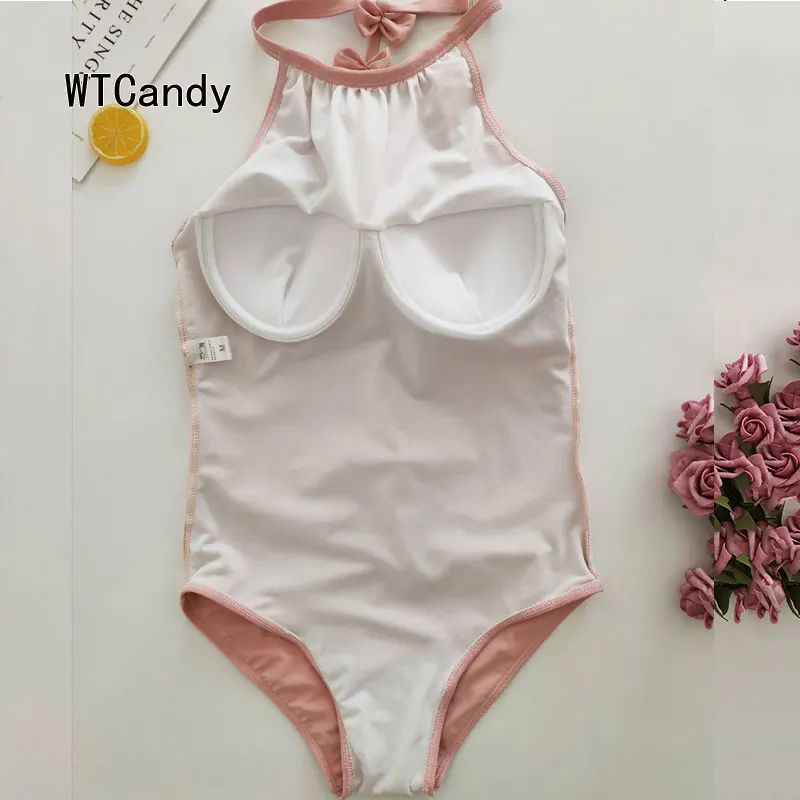 WTCandy пикантная с вырезом на спине и бантом Одна деталь Плавание одежда Для женщин