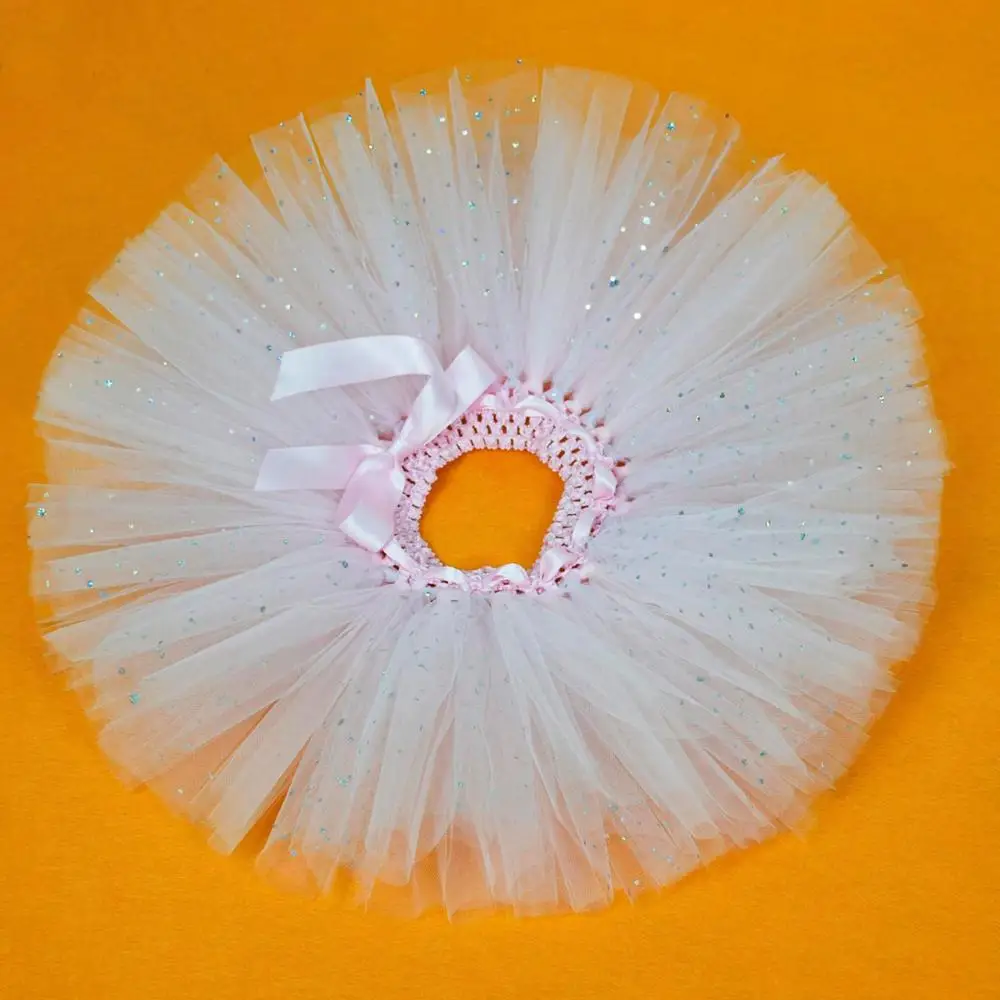 

Baby Girls Light Pink Glitter Fluffy Tutu Skirt Baby First Birthday Party Clothes Infant Toddler Shower Tulle Skirt Cake Smash