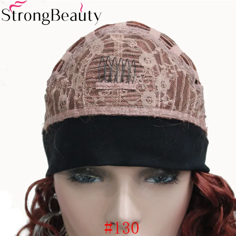 StrongBeauty Короткие вьющиеся синтетические парики с повязкой на голову женские черные/красные/светлые/коричневые парики 3/4 половина парик для женщин