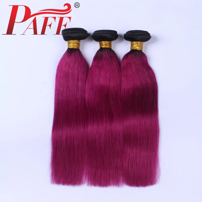 PAFF 3pic прямые Ombre Фиолетовый бразильский волосы remy Weave натуральные Связки с 13*4