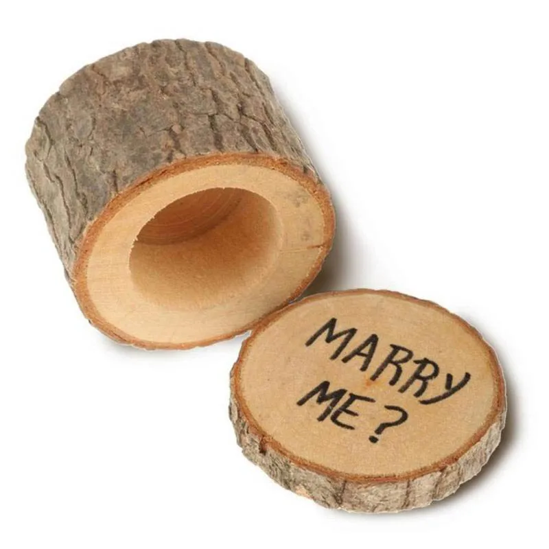 Деревенский Деревянные Кольца Поле MARRY ME кольцо держатель Box Обручение Валентина