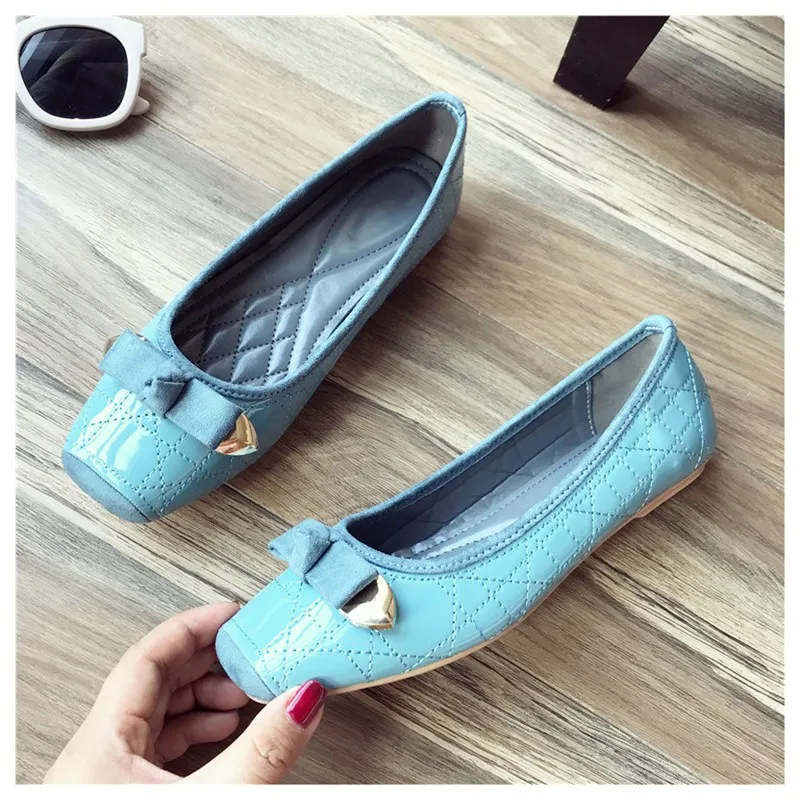 SUOJIALUN плюс Size35-40 Женская обувь на плоской подошве Осенняя женская обувь слипоны лоферы с квадратным носом Бабочка-узел балетки на плоской подошве женская обувь